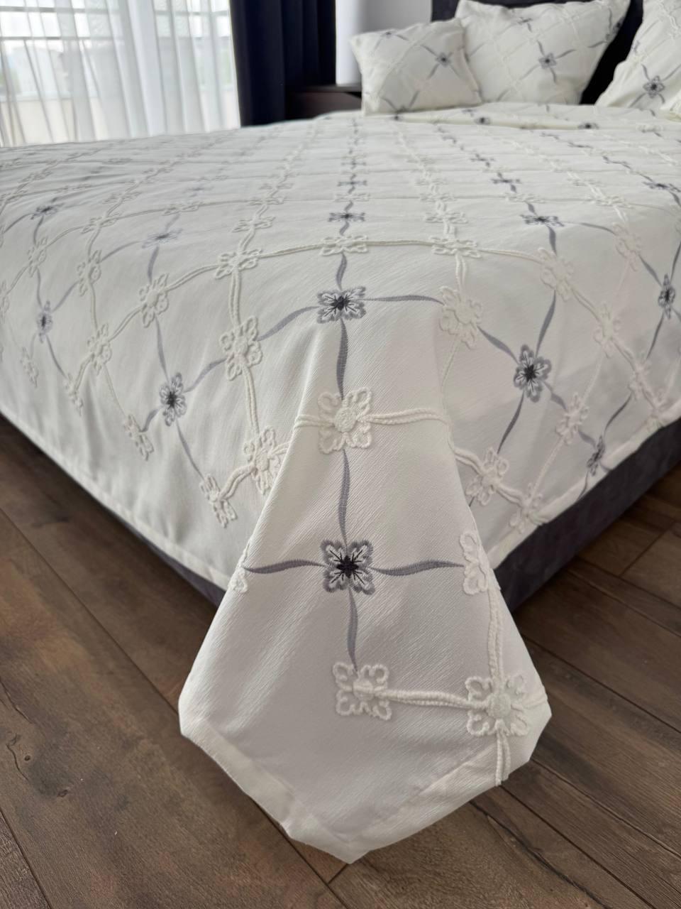 Покривало Бароко №2 бавовна 200х250 см Молочний (55677-2-200x250cm)