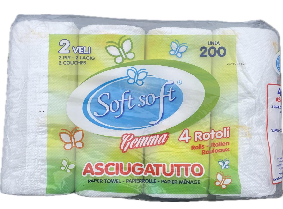 Паперові рушники Soft soft Gemma 2 шарові 4 рул./200 відривів (8057438680948)