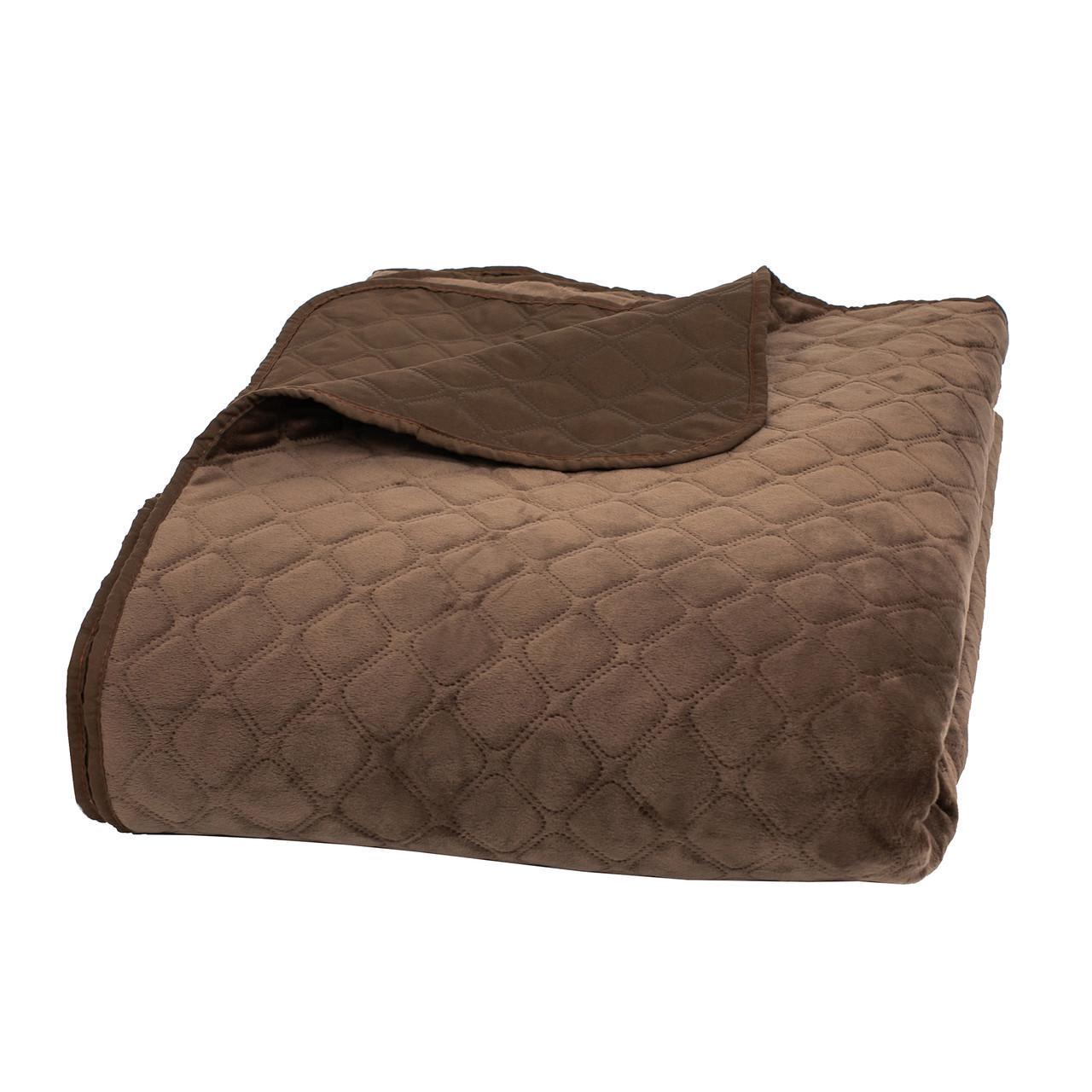 Покривало велюрове м'яке Ромб/круглий євро 220х240 см Коричневий