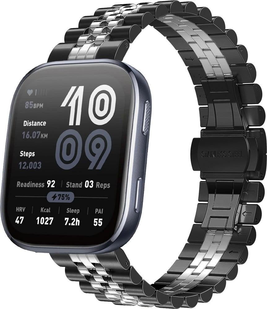 Браслет металлический Stech Line для Amazfit Bip 6 Black Silver (40531-03)