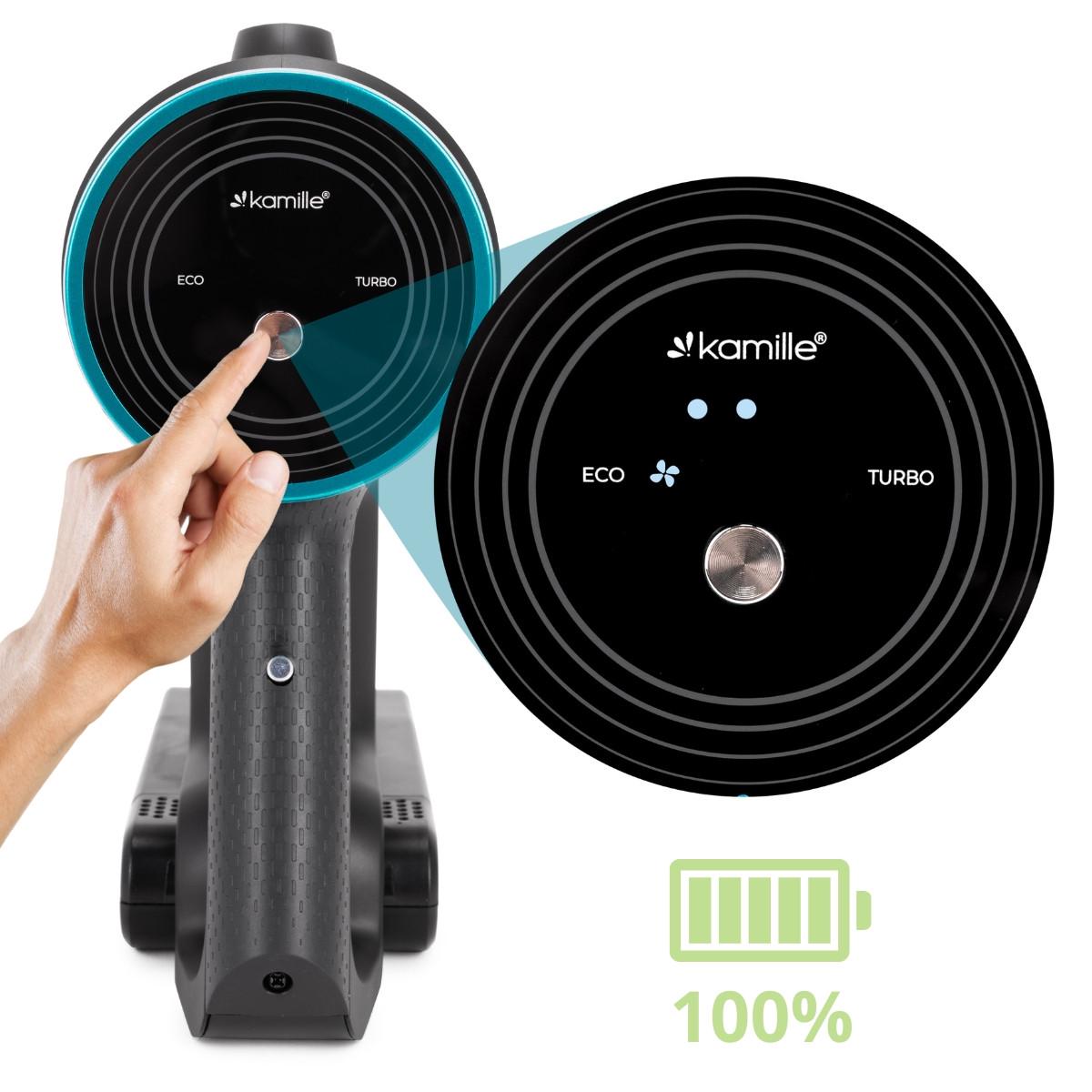 Пылесос беспроводной Kamille KM6901 вертикальный 2в1 120 Вт Черно-зеленый (106-84-6901) - фото 5 Пылесос беспроводной Kamille KM6901 вертикальный 2в1 120 Вт Черно-зеленый (106-84-6901) - фото 5