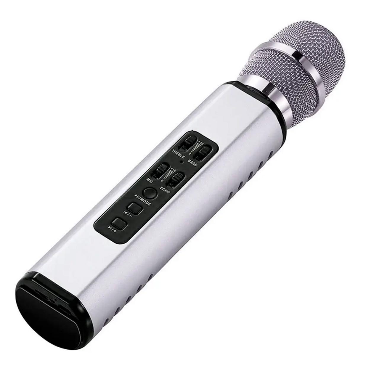 Микрофон караоке K6 стерео звук Серебристый (1801366)