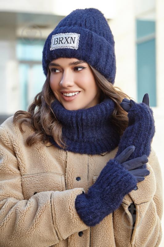 Фирменный комплект шапки на флисе с бафом «BRXN» (4758-37) Braxton джинсовый 56-59