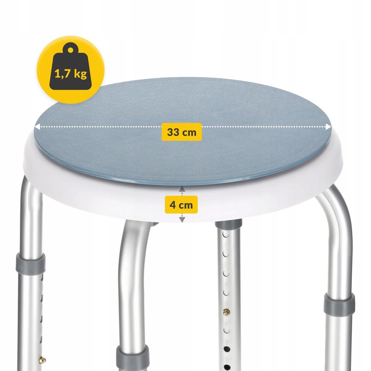 Стул-табурет поворотный 4FIZJO для ванной и душа регулируемый White/Grey (P-5905973403412) - фото 8