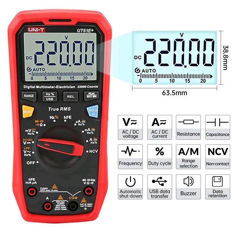Мультиметр цифровий Uni-t UT61E+ (2673967356) - фото 4 Мультиметр цифровий Uni-t UT61E+ (2673967356) - фото 4