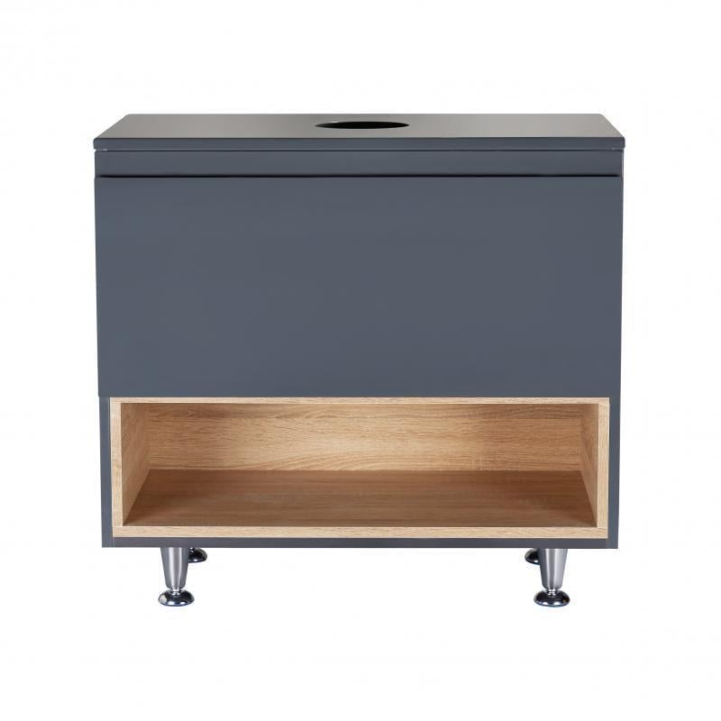 Тумба напольная со столешницей Q-tap Robin 700х616х437 Graphite/Whitish oak (QT1380TNН7002GWO)