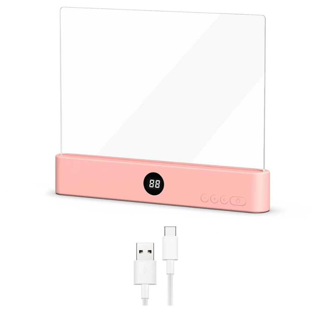 Лампа для чтения книг световая панель для страниц светодиодная с регулировкой яркости и таймером Розовый