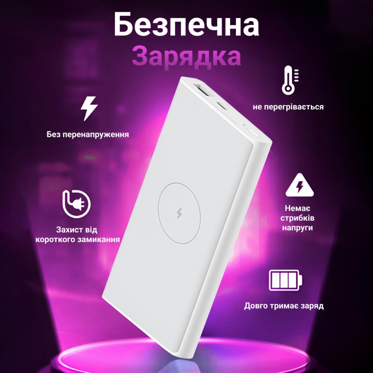 Повербанк 10000 mAh з бездротовою зарядкою USB-C/USB-A (20966230) - фото 2