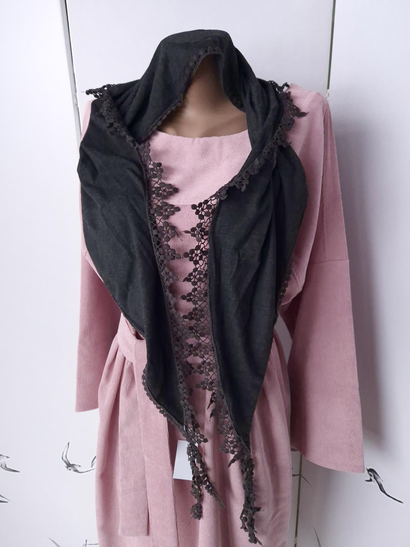 Шарф женский однотонный с ажурными краями весна-осень-лето Opus 134х27 см Черный (15048)