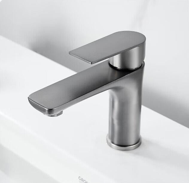 Смеситель одноважельный SANTEX Sus304_88_DarkSilver для раковины и умывальника из нержавеющей стали Темно-серый (Sus304_88_DarkSilver)