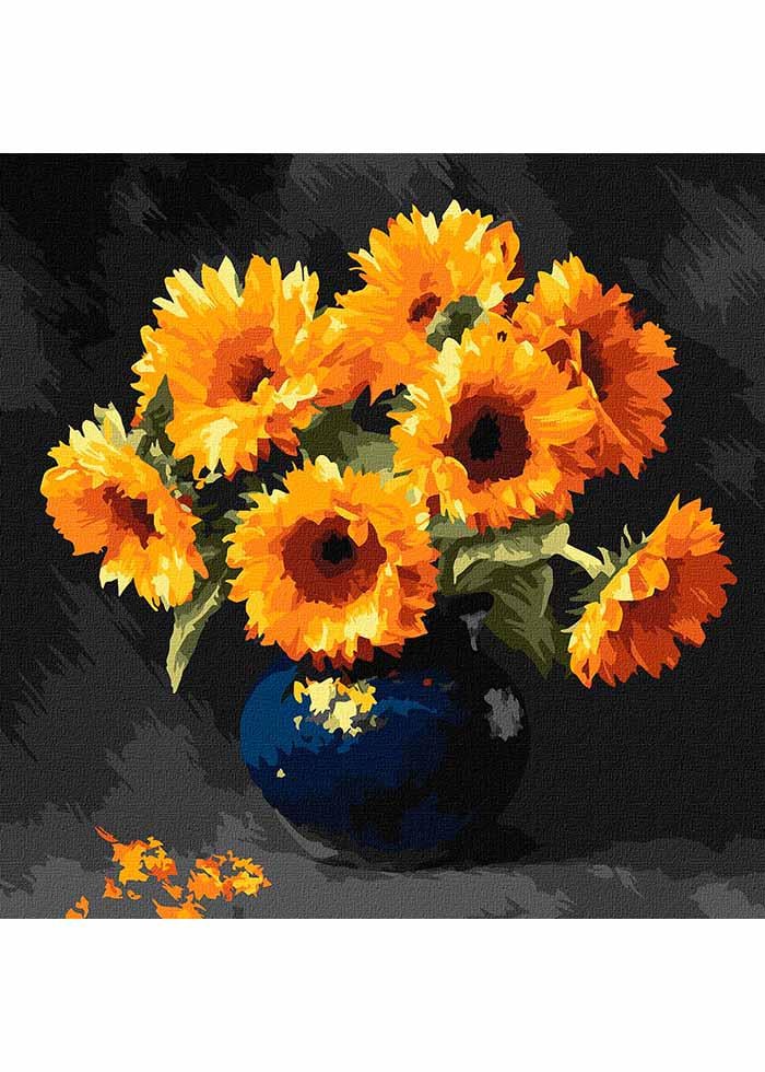 Картина по номерах Ideyka Соняшник в темряві 40х40 см (KHO3330)