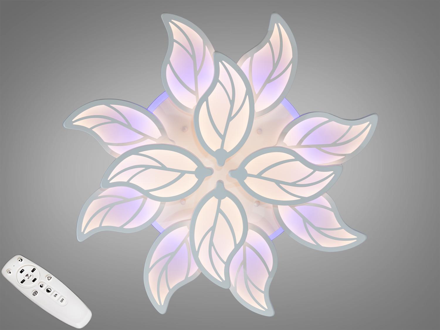 Люстра LED потолочная Diasha с диммером и подсветкой 8028/8+4WH 3col dim 200W Белый