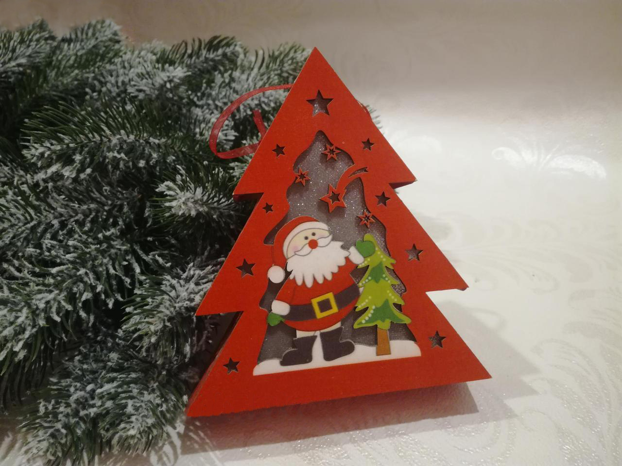 Игрушка новогодняя Елка с Сантой фонарик из дерева на елку с подвеской (1533428173) - фото 3 Игрушка новогодняя Елка с Сантой фонарик из дерева на елку с подвеской (1533428173) - фото 3