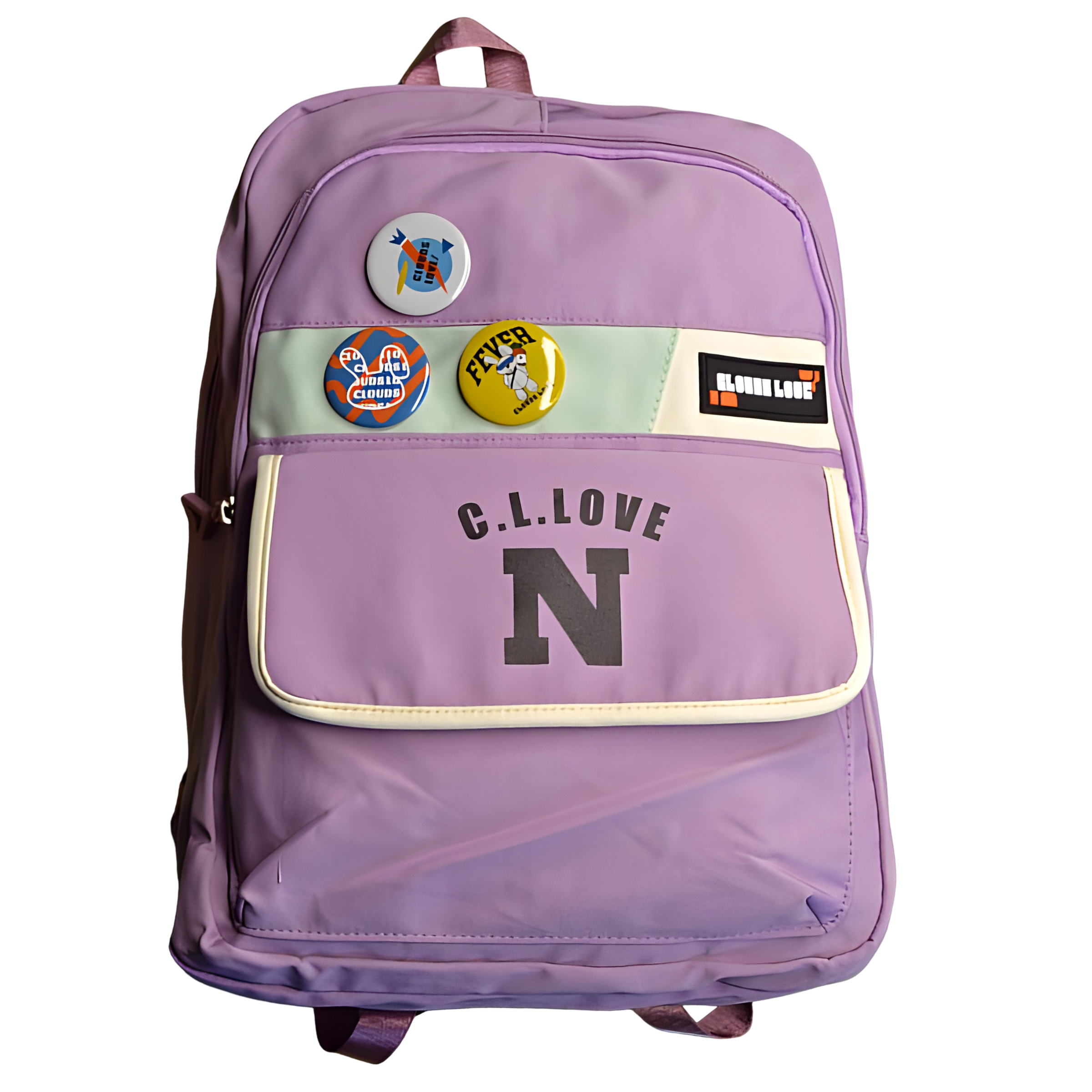 Шкільний рюкзак Love зі значками Бузковий (23-9)