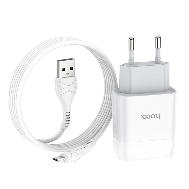 Зарядний пристрій Hoco C73A 2USB/2.4A з кабелем USB - MicroUSB Білий (1830482521)