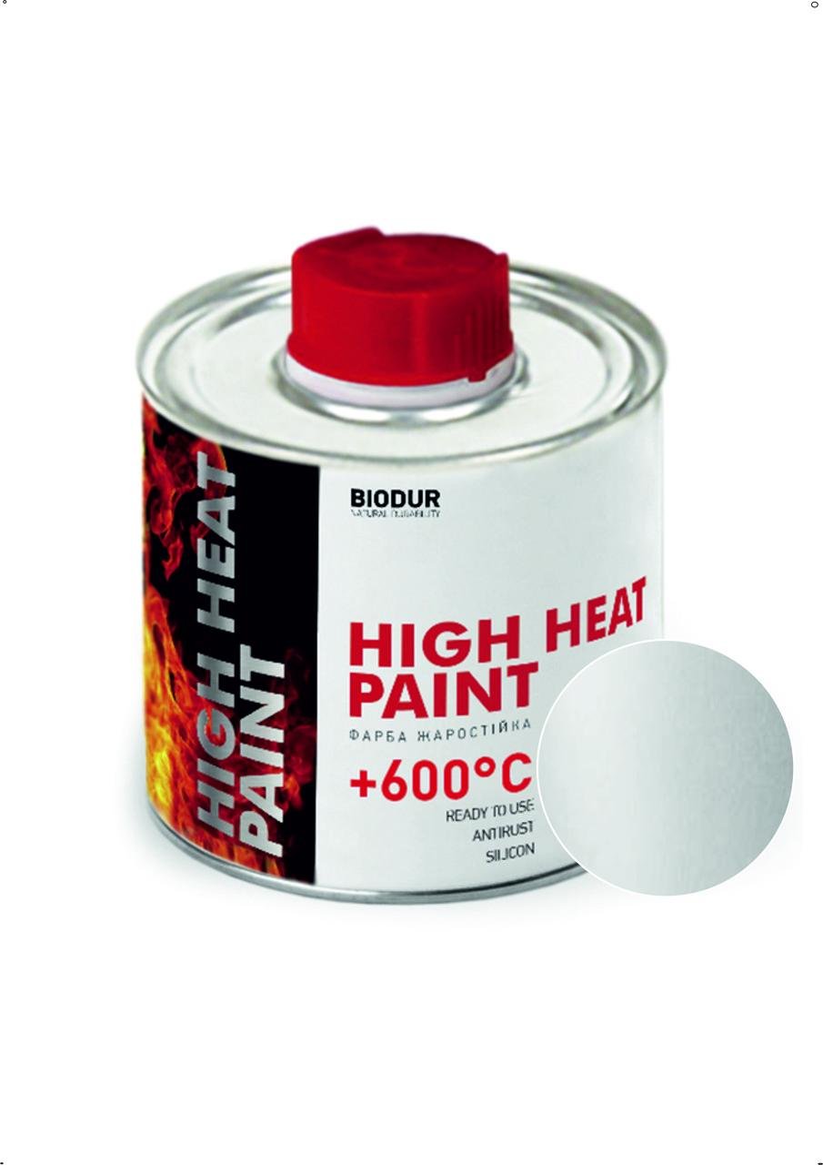 Емаль-фарба жаростійка Biodur High Heat Paint для металевих поверхонь до 600° 200 мл Сріблястий (28716239)