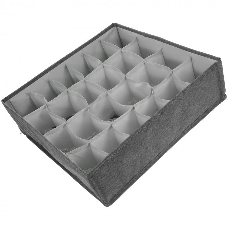 Органайзер для белья в тумбочку на 24 ячейки хлопок 32x32x9 Grey (127721) Органайзер для белья в тумбочку на 24 ячейки хлопок 32x32x9 Grey (127721)