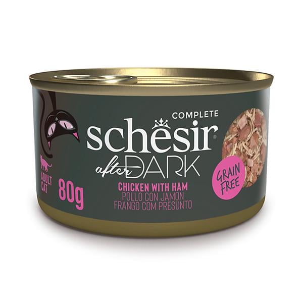Корм влажный для кошек Schesir After Dark Chicken With Ham курица с ветчиной в бульоне 80 г (212412)
