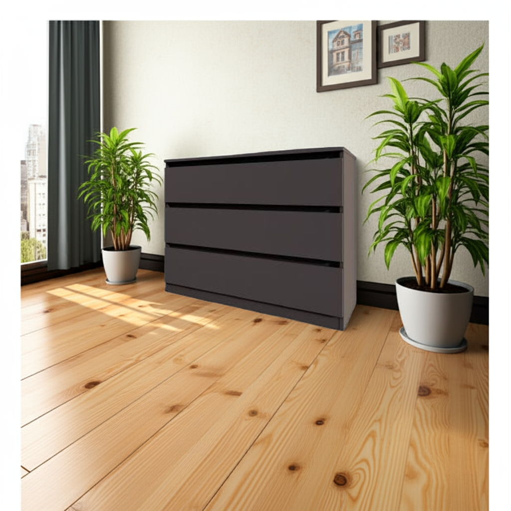 Комод MEBEX на 3 шухляди 100х40х77,4 см Сірий темний (VM3B1000DG) - фото 1