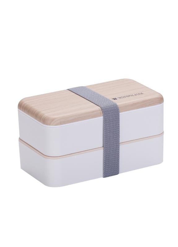 Ланч-бокс Bento с бамбуковой крышкой 1200 мл Белый