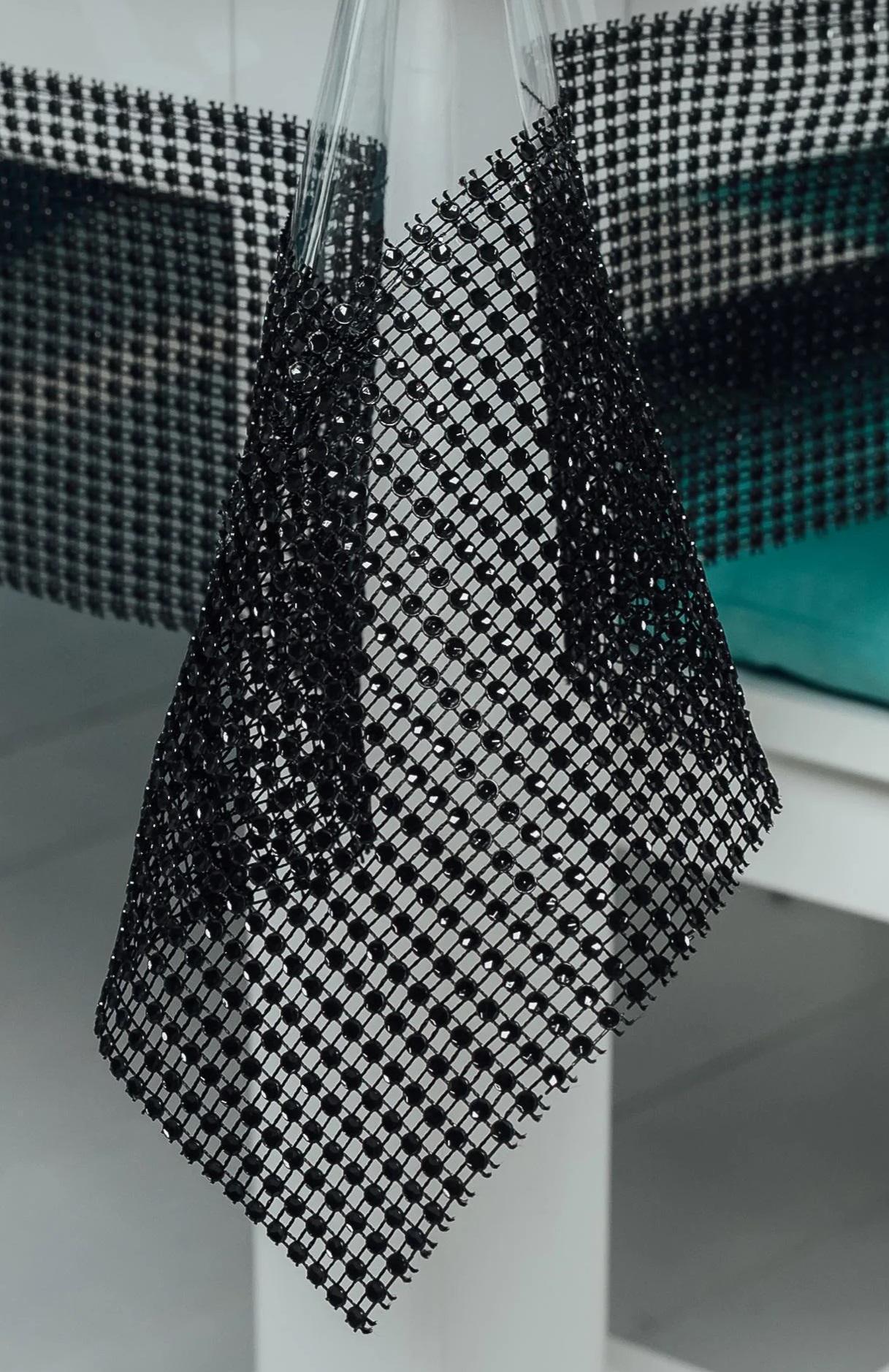 Скатертина cиліконова з стразовою стрічкою Чорний 300x150 см/м'яке скло 280x20 см (103-171)