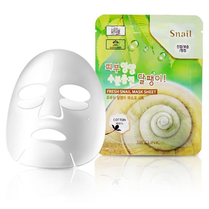 Маска для лица восстанавливающая 3W Clinic Fresh Snail Mucus Mask Sheet с экстрактом улитки 1 шт. (1239302518)