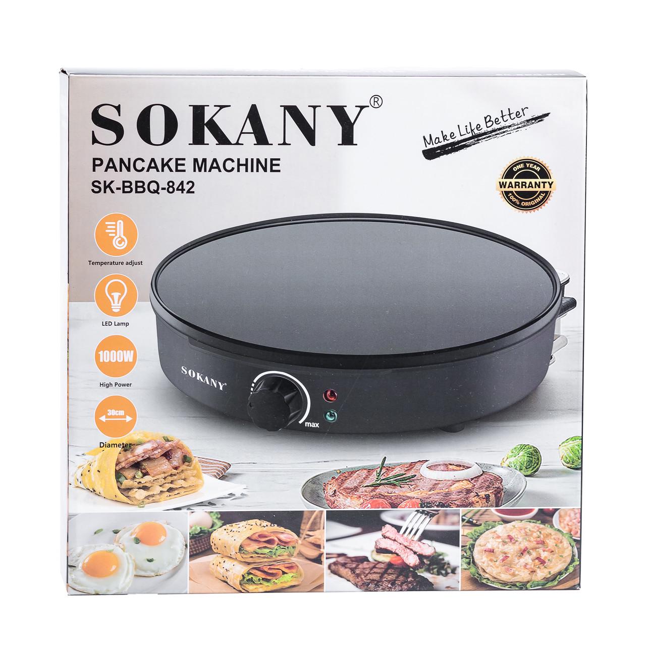 Млинниця електричний Sokany SK-BBQ-842 з антипригарним покриттям 30 см Чорний (SKBBQ842) - фото 6