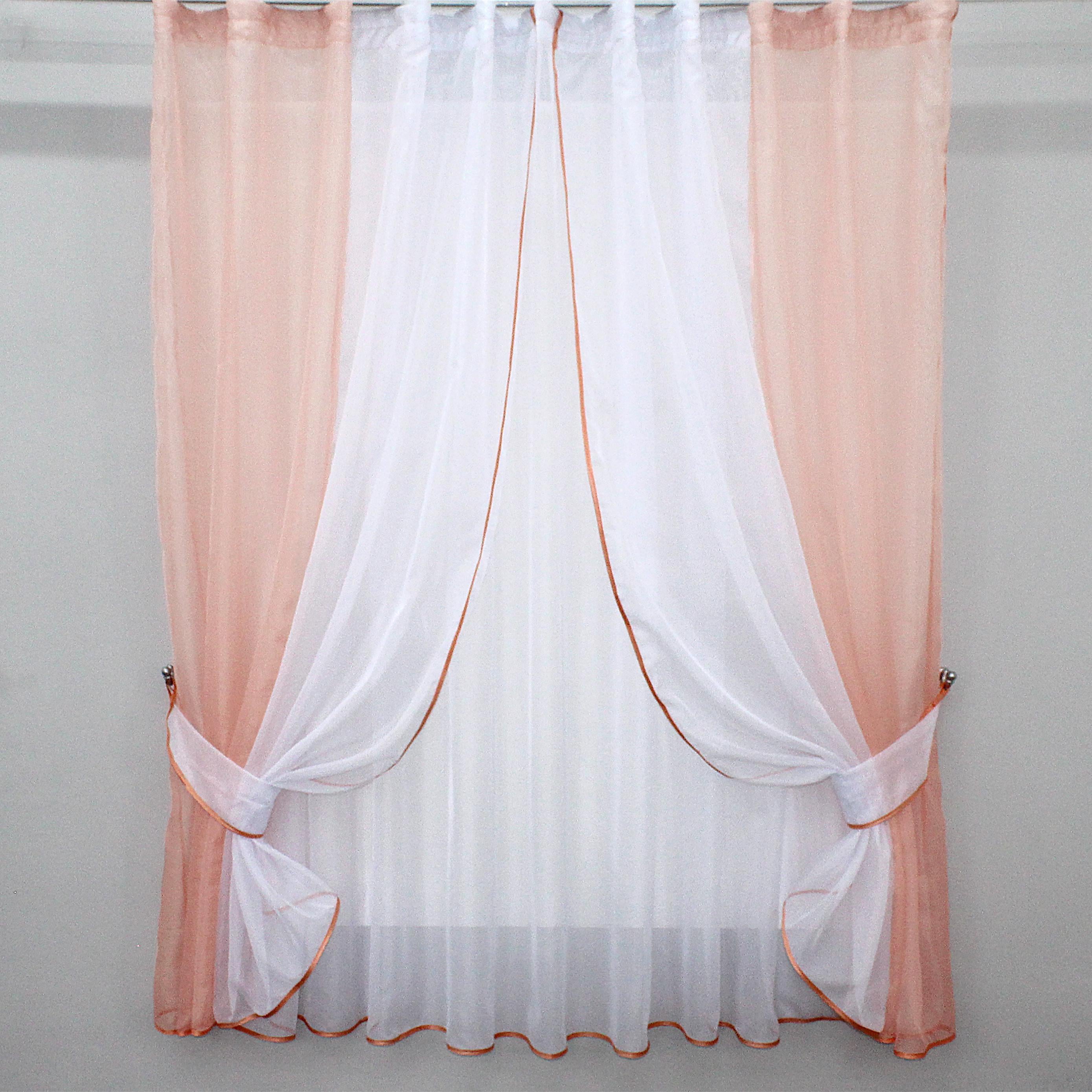 Шторки и тюль VR-Textil № 038к 280х170 см Персиковый/Белый (50-025)