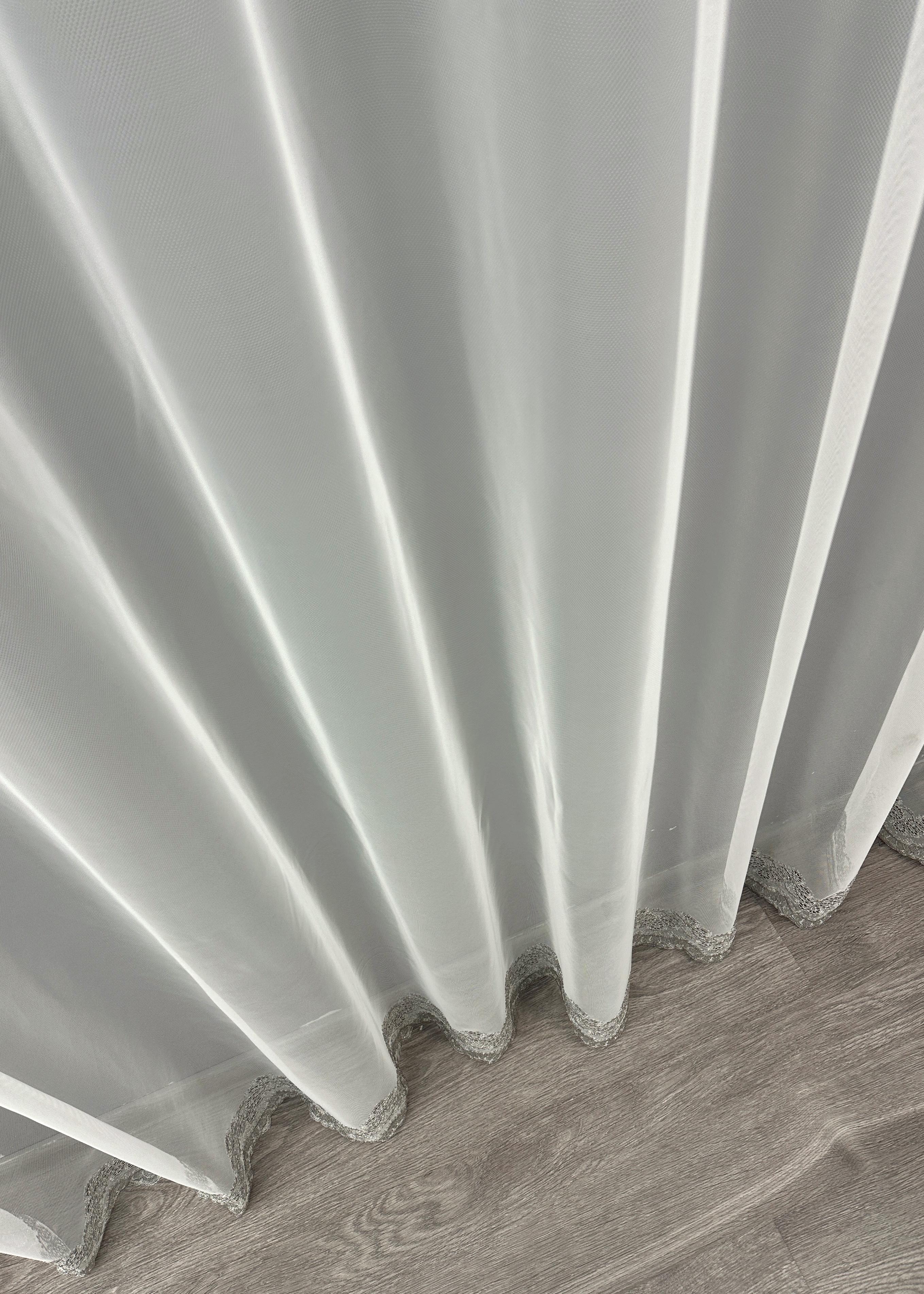 Тюль VR-Textil 1697т Грек-сетка с вышивкой и люрексом 300х270 см Молочный/Серый (42-0734) - фото 9