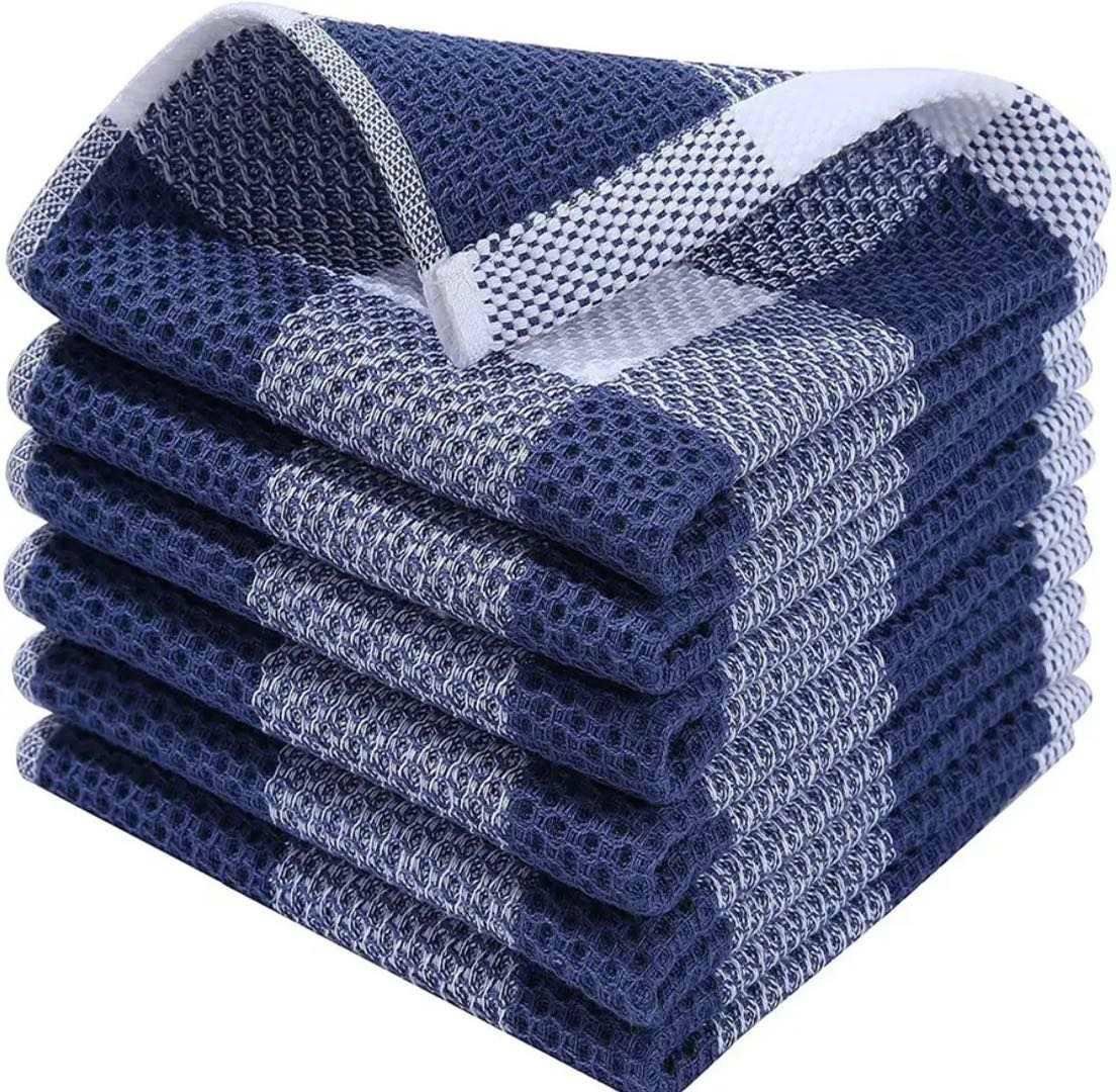 Набор кухонных полотенец Premium Soft 6в1 100% хлопок 34х34 см Сине-белый (NRK0003) Набор кухонных полотенец Premium Soft 6в1 100% хлопок 34х34 см Сине-белый (NRK0003)