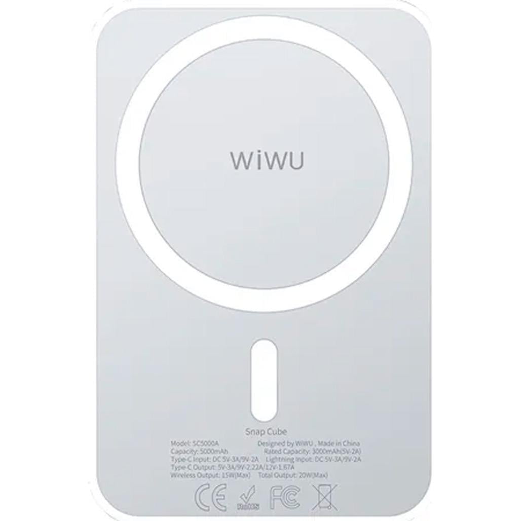Внешний аккумулятор WiWU Snap Cube Magnetic Wireless Charging 5000 mAh White