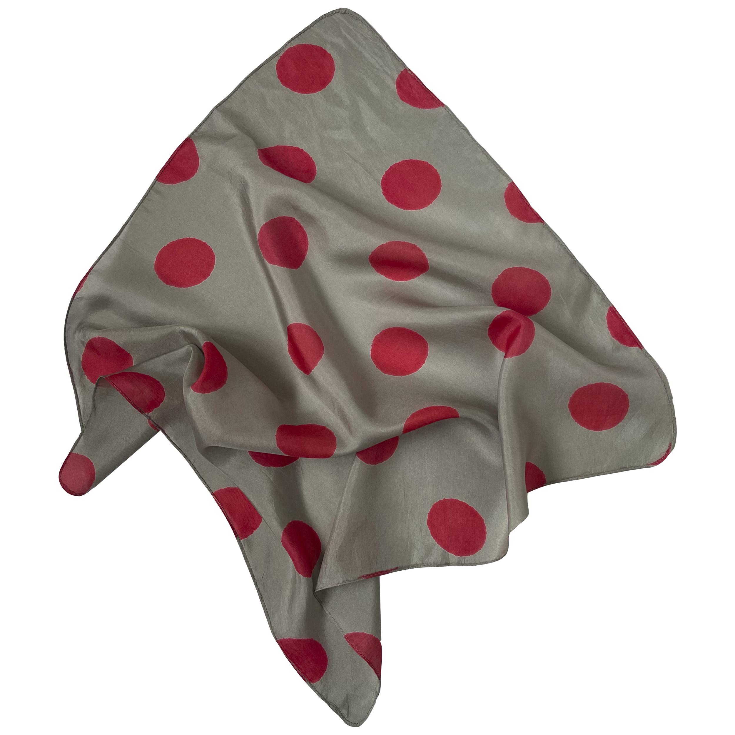 Натуральный шелковый платок Silk Route 50х50 см Серый/Розовый (1263)