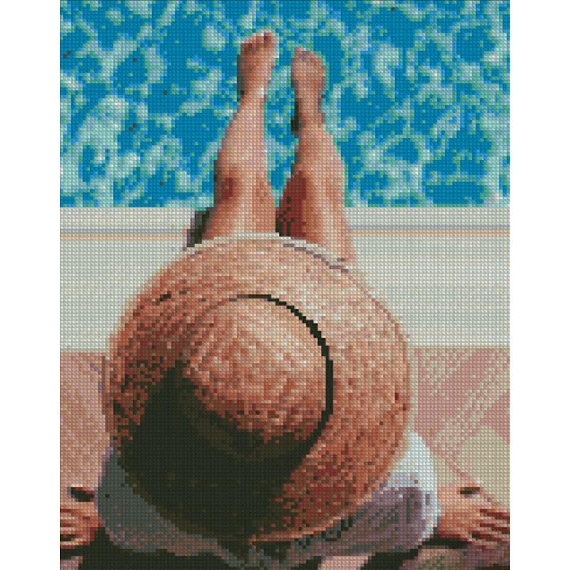 Алмазная мозаика на подрамнике Strateg Премиум Соломенный шляп 30x40 см (Str-KB016)