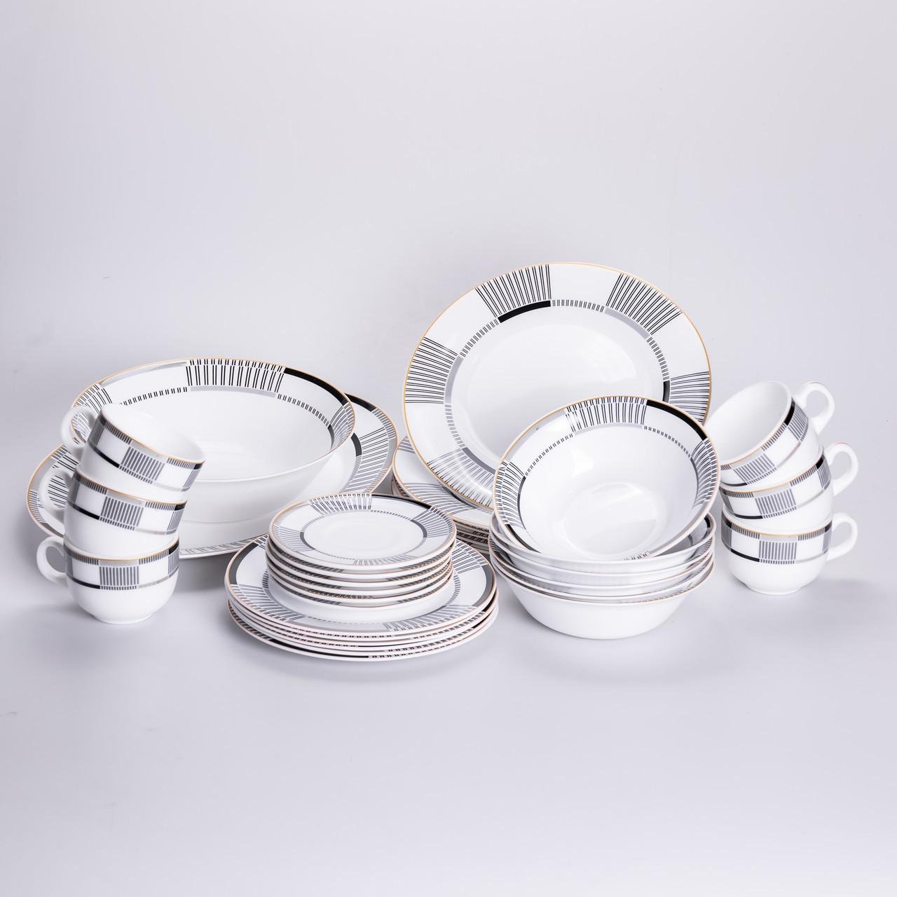 Столовый сервиз из фарфора Geometry на 6 персон 32 предметов (HP-HK-6)