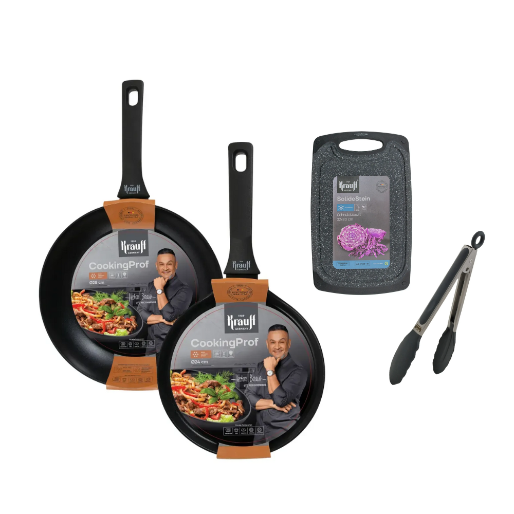Набор сковородок Krauff CookingProf 28 см и сковорода для блинов 24 см с кухонными принадлежностями (55-333-624)