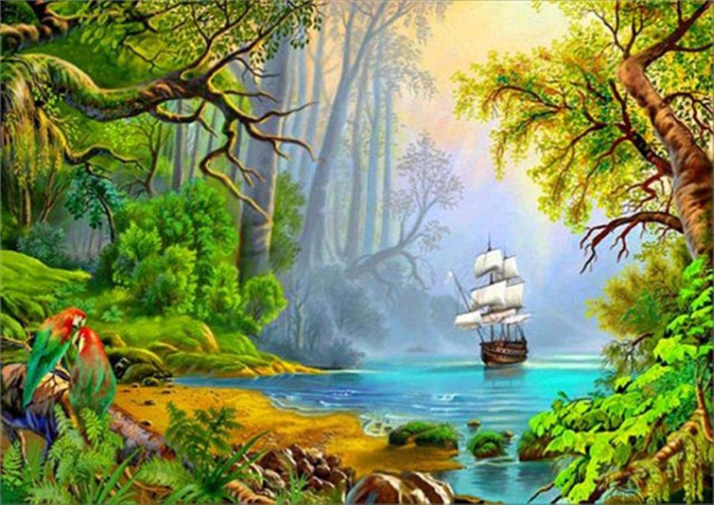 Алмазная мозаика Emerald Craft набор вышивки Корабль в тропиках 30x40 (22473)