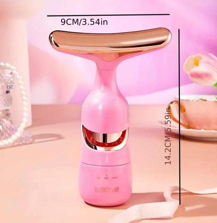 Електромасажер обличчя/шиї та зони навколо очей 3в1 з вібрацією та EMS Рожевий (01e2840e) - фото 6