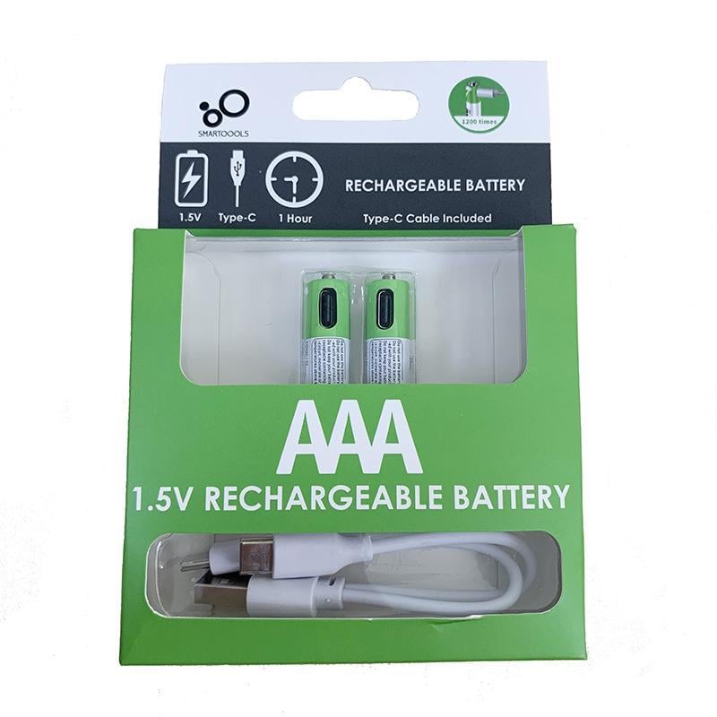 Аккумуляторные батарейки SMARTOOOLS AAA Li-ion 750 мВт/ч 1,5 В Type-C 2 шт. (10109) Аккумуляторные батарейки SMARTOOOLS AAA Li-ion 750 мВт/ч 1,5 В Type-C 2 шт. (10109)