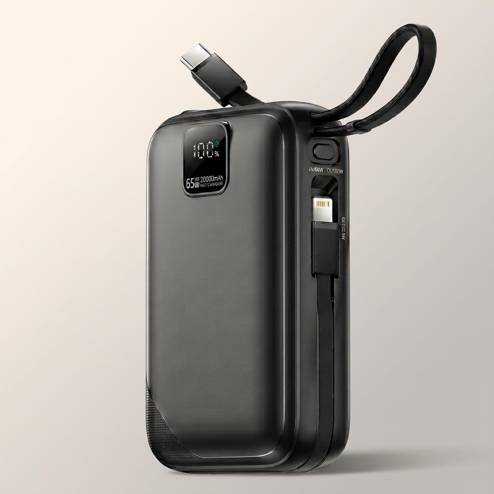 Повербанк Essager ES-D025 20000 mAh 65W с кабелями Черный (EDY65W-JH01-Z)