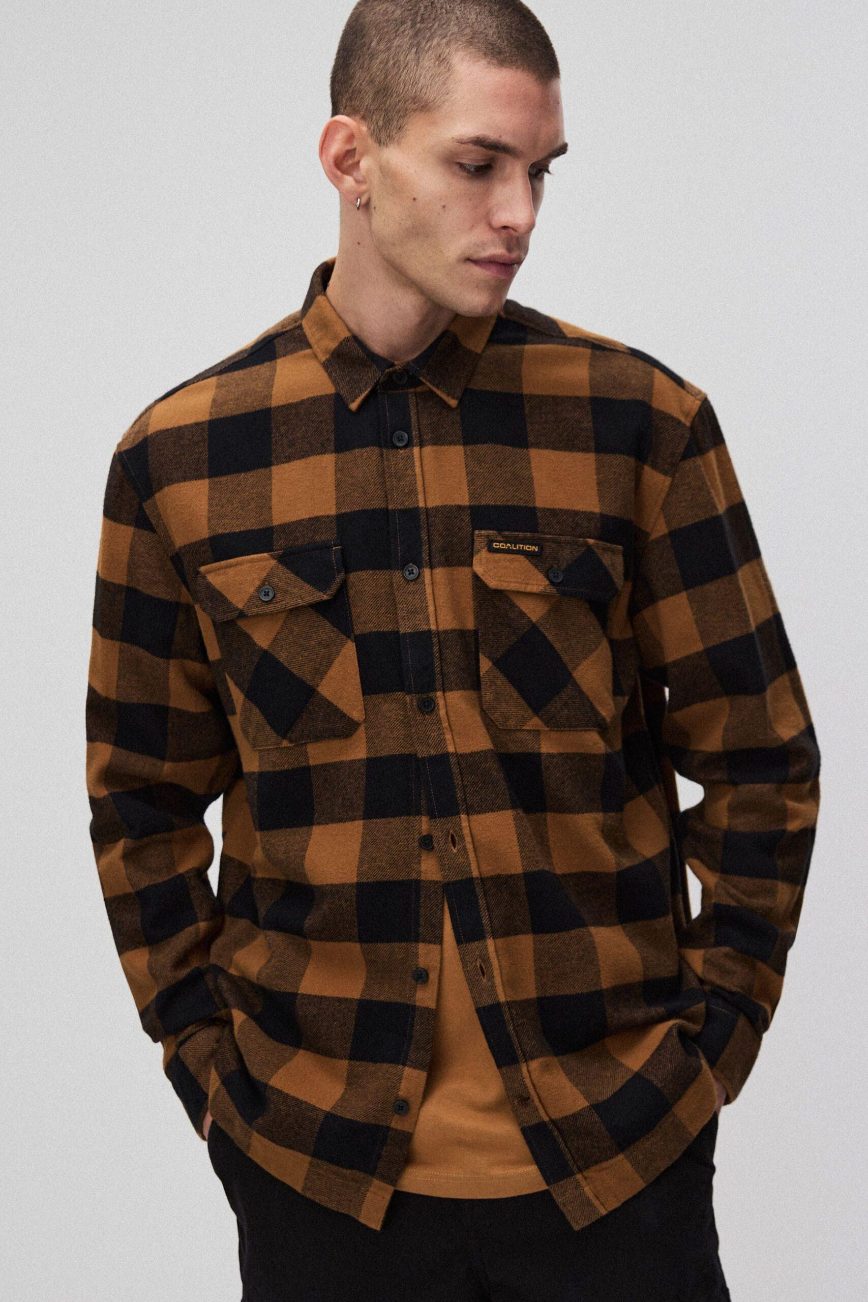 Рубашка мужская Diverse CLTN DIXIT 2XL Коричневый/Черный (5905384207678)