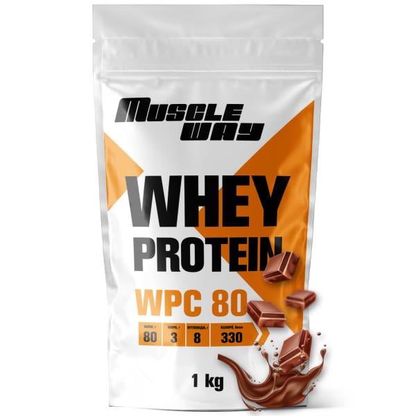Протеин сывороточный концентрат MuscleWay WPC 80 порошок 1 кг Шоколад (21-137-WPro-80-ch-1kg)
