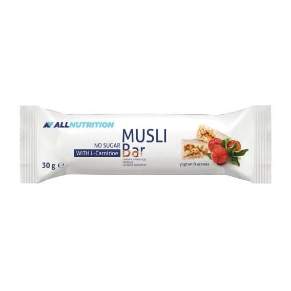 Углеводный батончик All Nutrition Musli Bar L-carnitine 30 g Yogurt Acerola Углеводный батончик All Nutrition Musli Bar L-carnitine 30 g Yogurt Acerola
