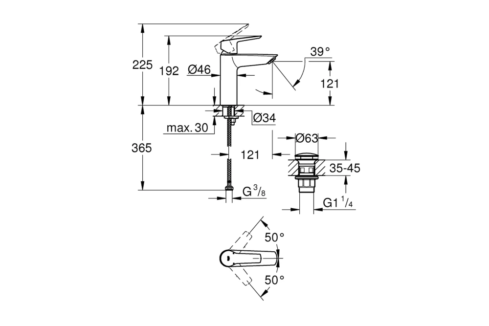 Смеситель для раковины Grohe QuickFix Start M-Size 24204002 (374030) - фото 5