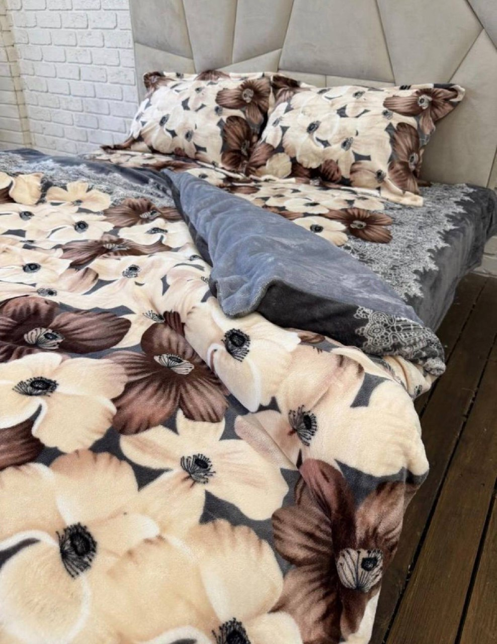 Постільна білизна плюшева мікрофібра пухнаста полуторний 50х70 см Білий із блакитним - фото 2