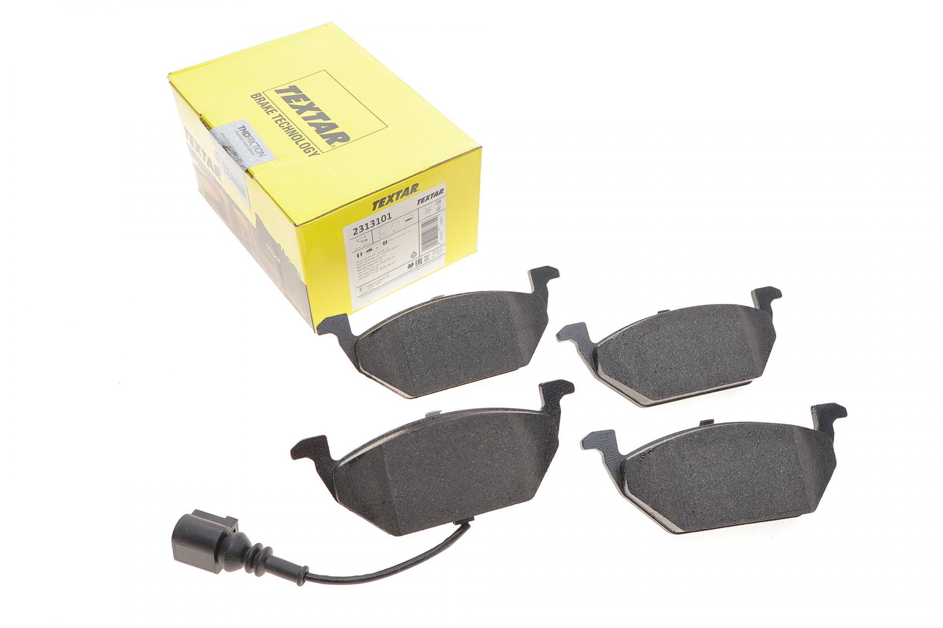 Колодки тормозные передние TEXTAR 2313101 VW Caddy 03- Teves Q+ ушки вверх с датчиком