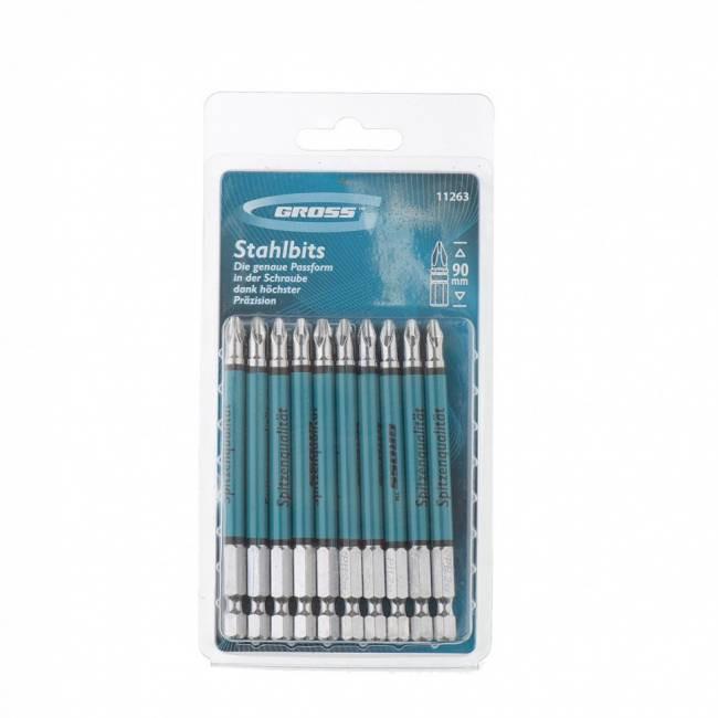 Набор бит Gross 11263 Ph2 х 90 мм сталь S2 10 шт. (17789844)