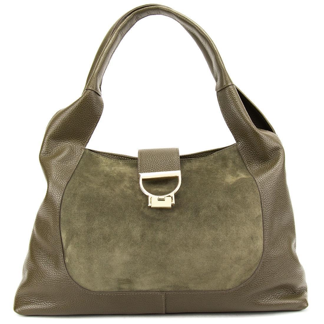 Женская кожаная сумка Tavinchi CH-555T-Y с замшевой вставкой Оливковый (2742680860)