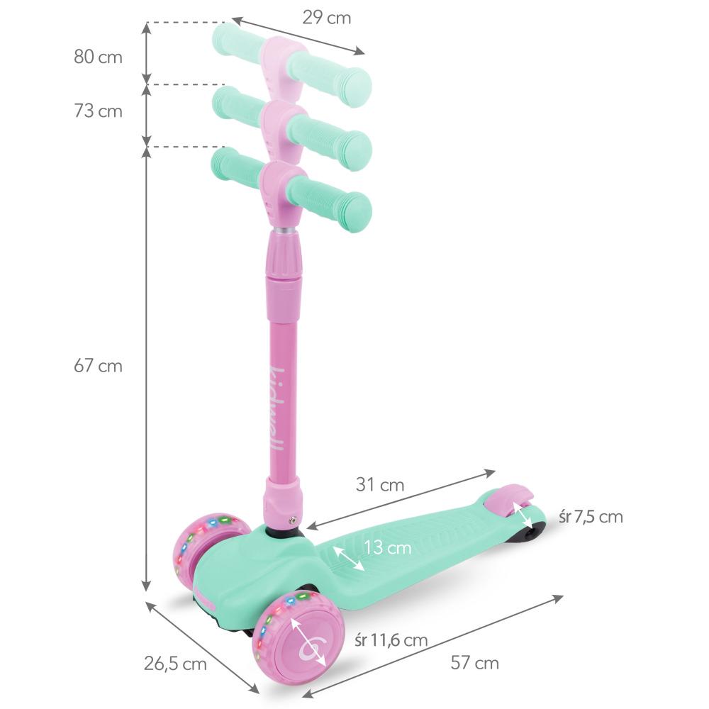 Самокат детский усиленный Kidwell Jax 80x27x57 см Розово-мятный (KJMP) - фото 4