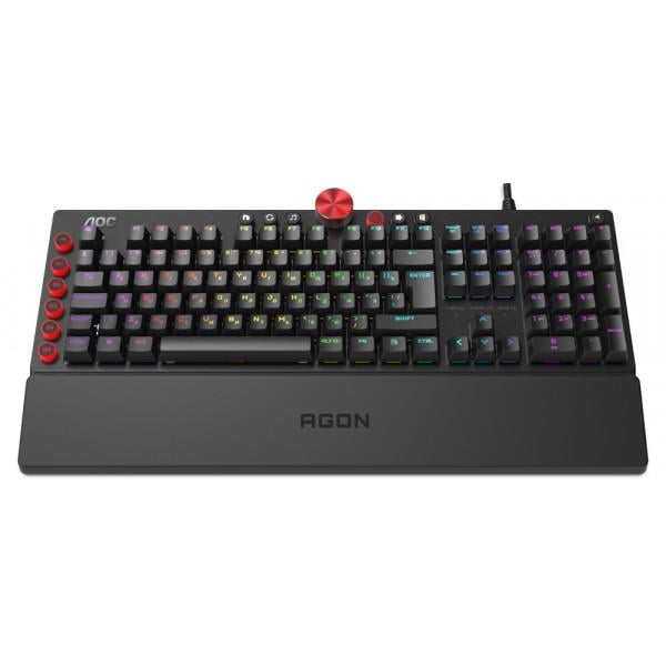 Клавиатура игровая механическая AOC AGK700DR2R gaming RGB USB Cherry Red Switch подставка (585237) - фото 5