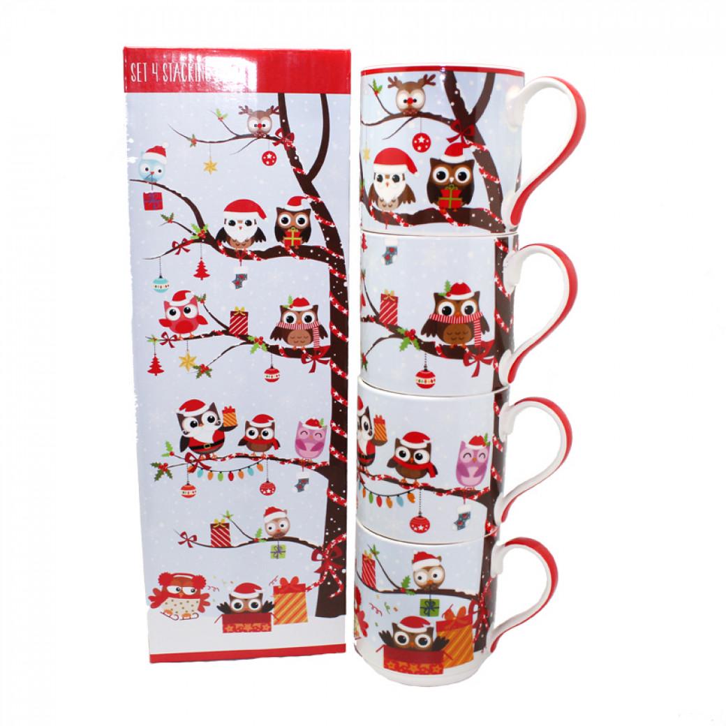 Набор чашек Совы в картонной упаковке 350 мл 4 шт. (880-9039)